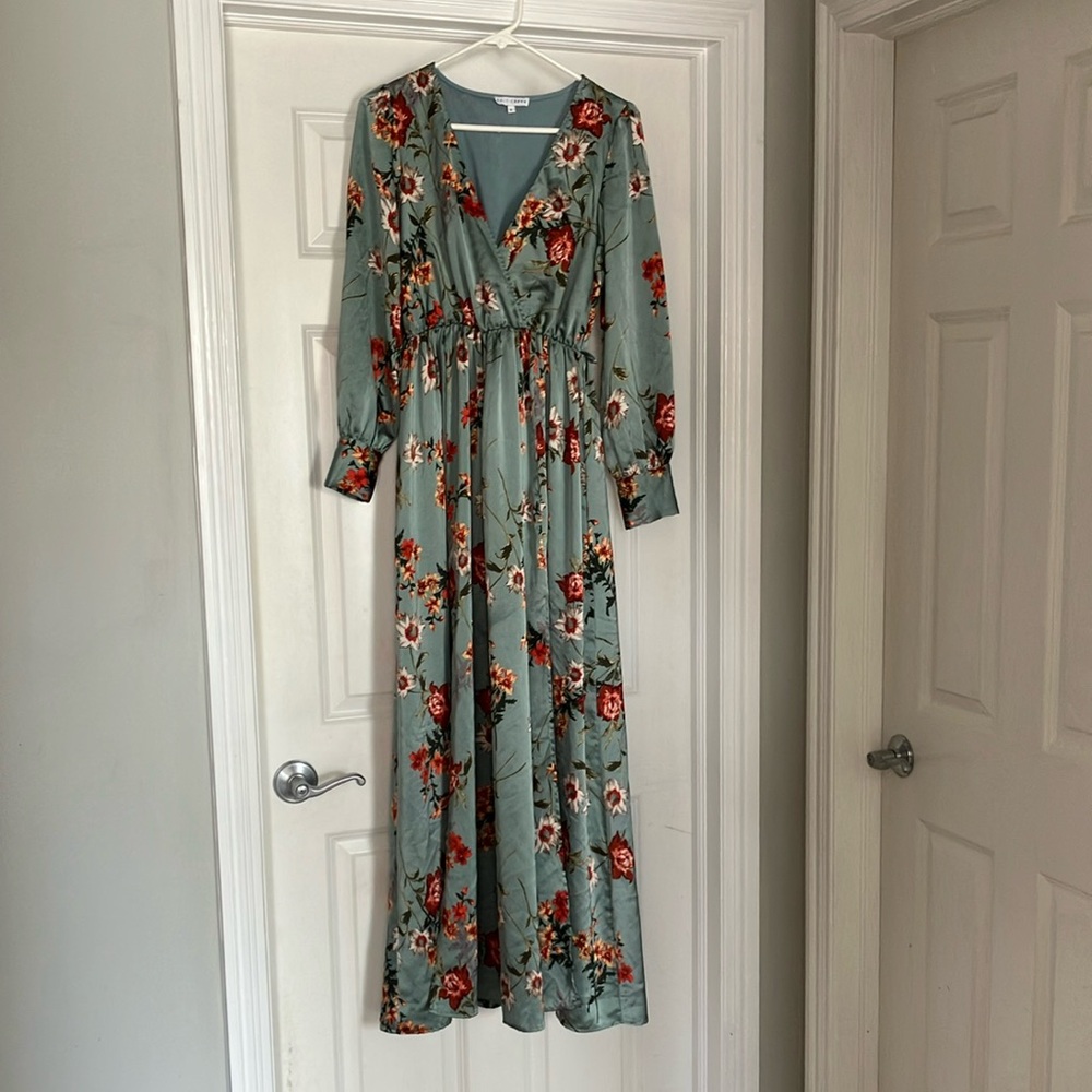 Baltic Born Green and Blue Long Sleeve Wrap Sundress